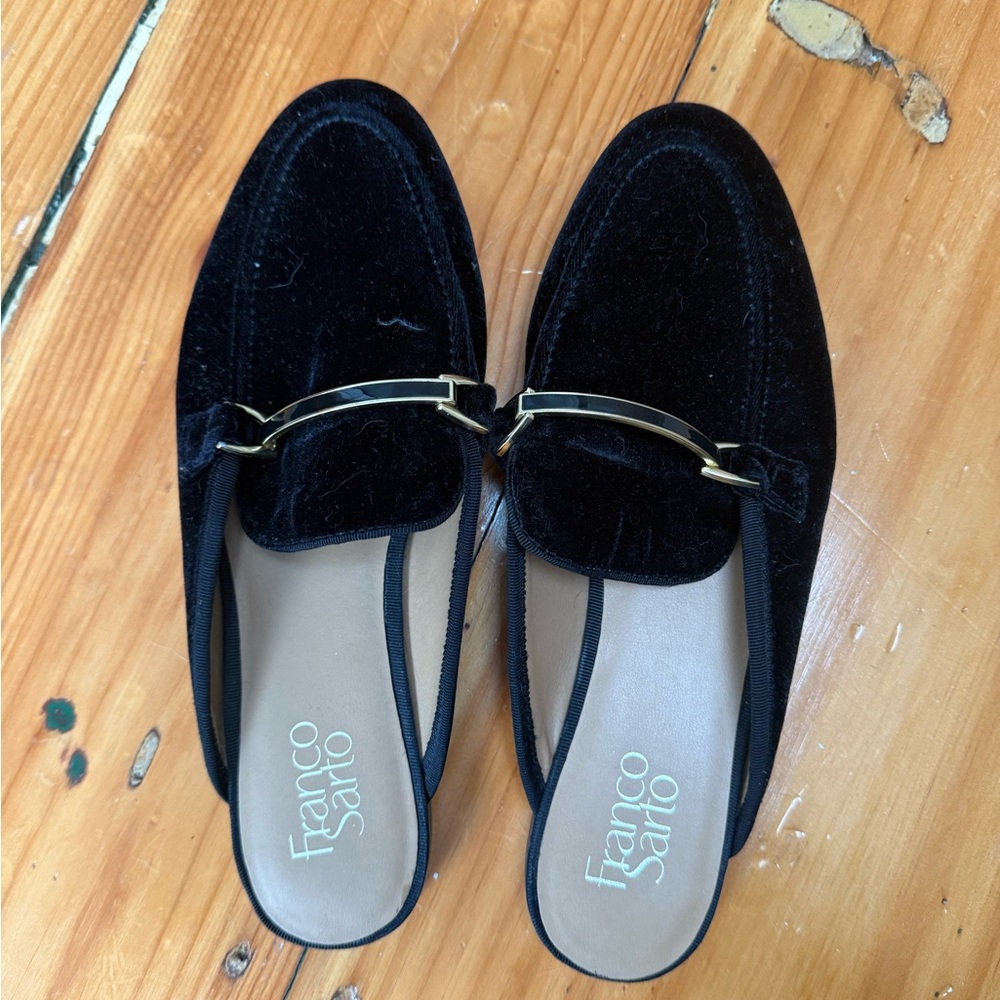 Franco Sarto Black Velvet Slip-On Loafers